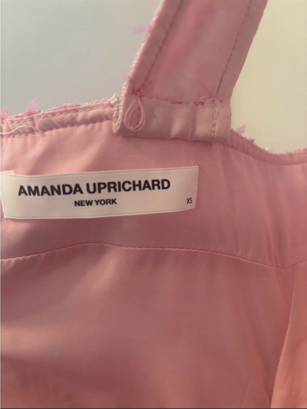 Amanda Uprichard Pink Tweed Square-Neck Mini Dress - Picture 2 of 8